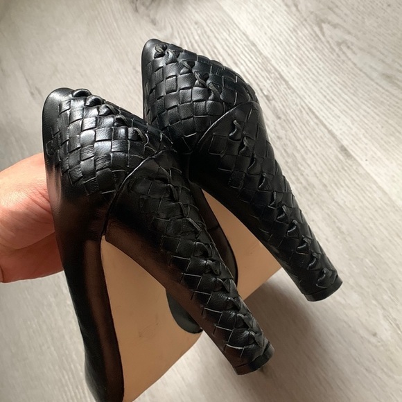 ELLIOTT LUCCA Black Andrea Peep-Toe Pump size 8.5 woven details black classic - Picture 4 of 12